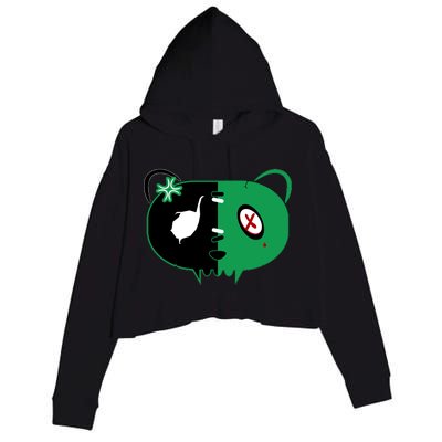 Green Bear Crop Fleece Hoodie