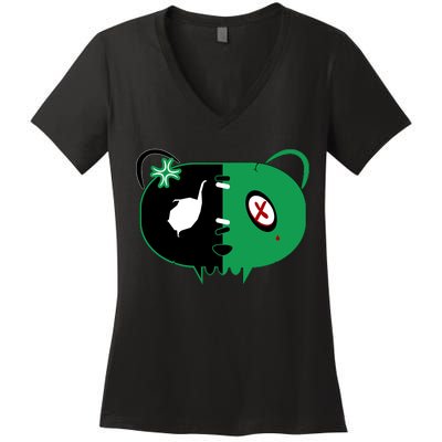 Green Bear Women's V-Neck T-Shirt