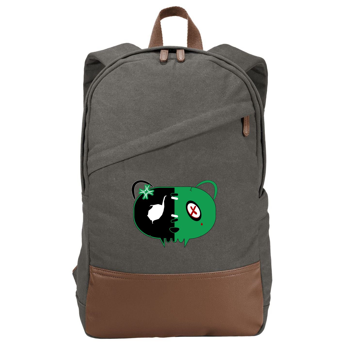 Green Bear Cotton Canvas Backpack