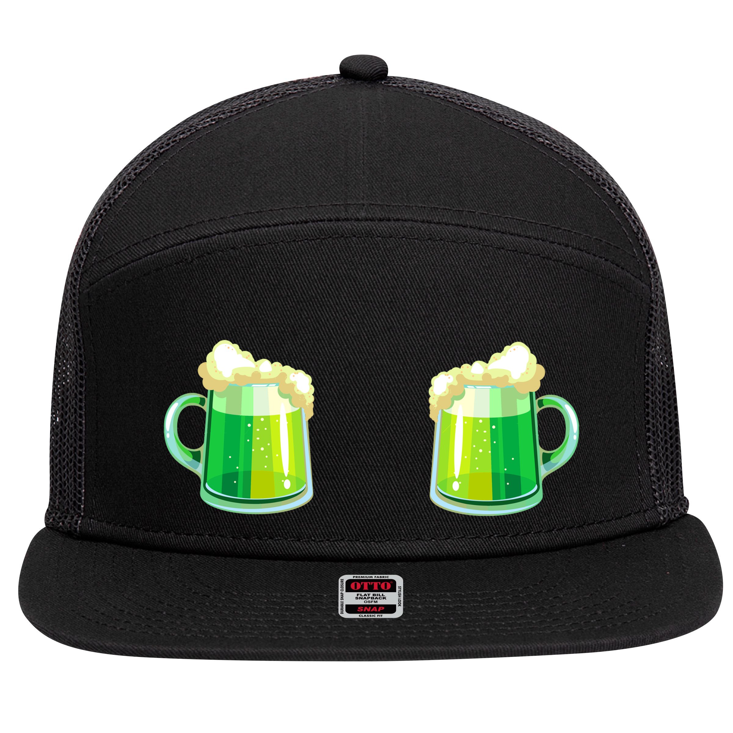 Green Beer Boobs - St. Patrick's Day 7 Panel Mesh Trucker Snapback Hat