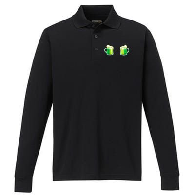 Green Beer Boobs - St. Patrick's Day Performance Long Sleeve Polo