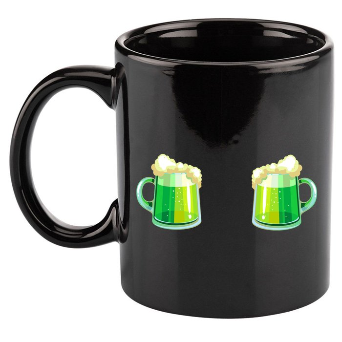 Green Beer Boobs - St. Patrick's Day 11oz C Handle Ceramic Mug