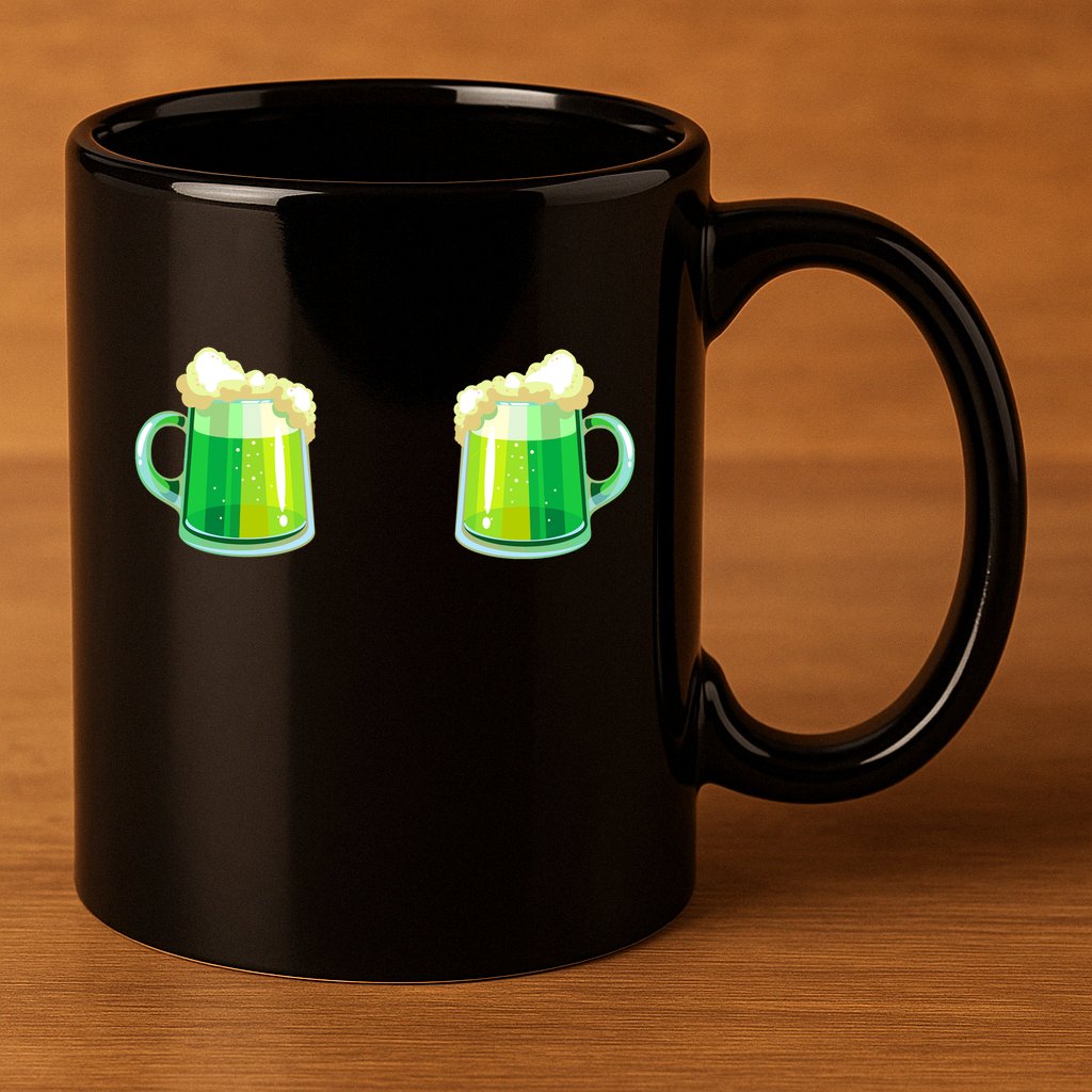 Green Beer Boobs - St. Patrick's Day 11oz C Handle Ceramic Mug