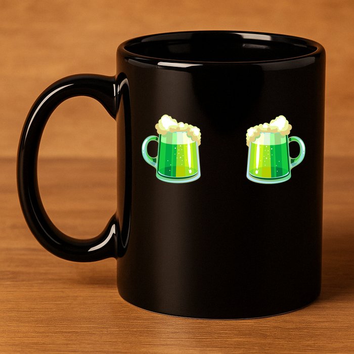 Green Beer Boobs - St. Patrick's Day 11oz C Handle Ceramic Mug