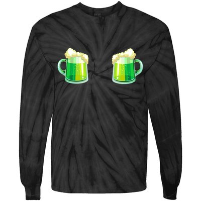 Green Beer Boobs - St. Patrick's Day Tie-Dye Long Sleeve Shirt