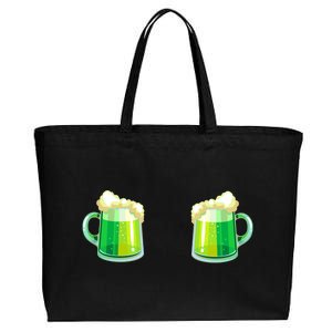 Green Beer Boobs - St. Patrick's Day Cotton Canvas Jumbo Tote