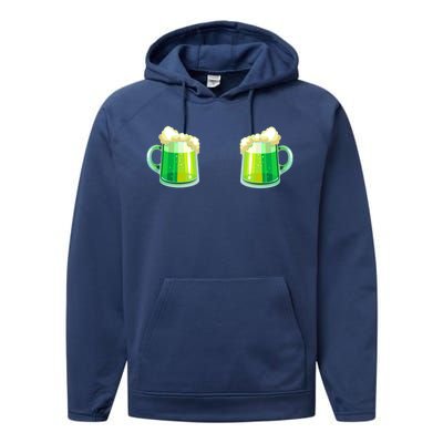 Green Beer Boobs - St. Patrick's Day Performance Fleece Hoodie