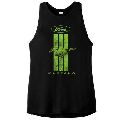 Green Mustang Stripe Ladies PosiCharge Tri-Blend Wicking Tank