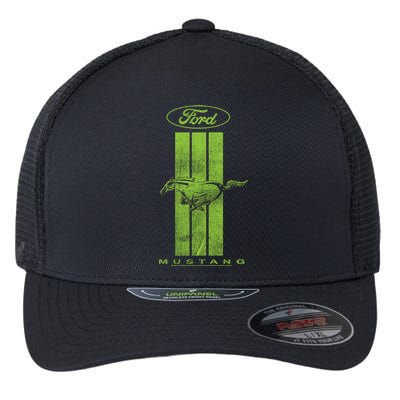 Green Mustang Stripe Flexfit Unipanel Trucker Cap