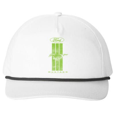 Green Mustang Stripe Snapback Five-Panel Rope Hat