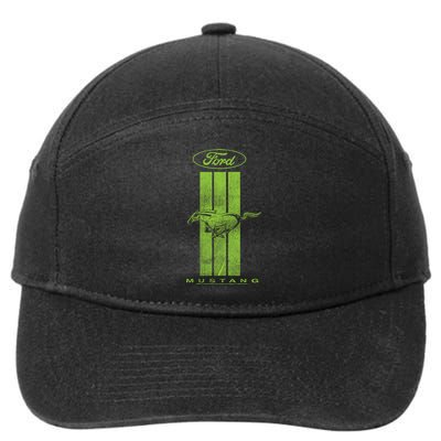 Green Mustang Stripe 7-Panel Snapback Hat