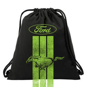 Green Mustang Stripe Drawstring Bag