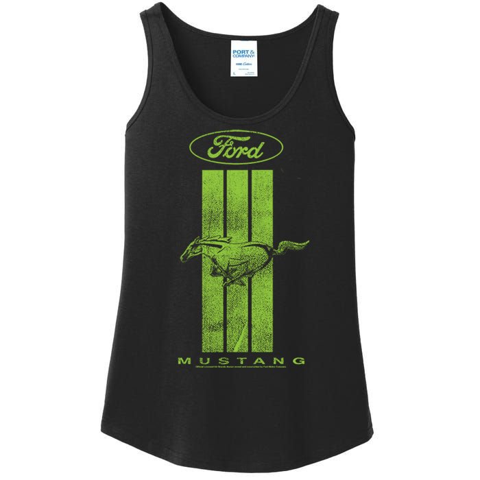 Green Mustang Stripe Ladies Essential Tank