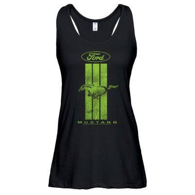 Green Mustang Stripe Ladies Essential Flowy Tank