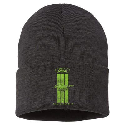 Green Mustang Stripe Sustainable Knit Beanie