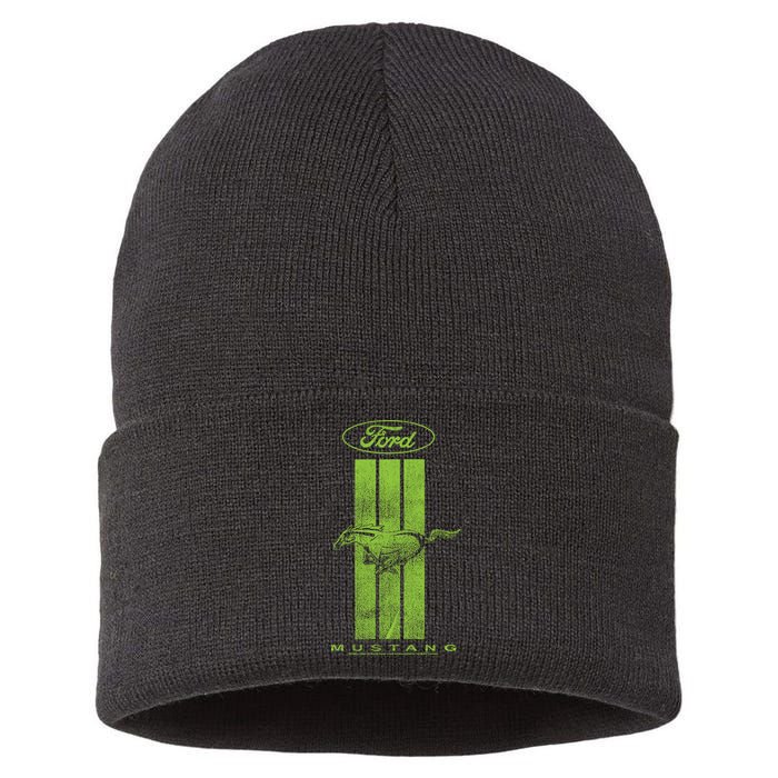 Green Mustang Stripe Sustainable Knit Beanie