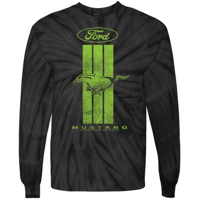 Green Mustang Stripe Tie-Dye Long Sleeve Shirt