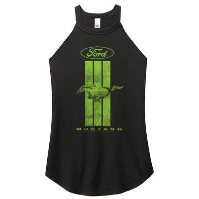 Green Mustang Stripe Women's Perfect Tri Rocker Tank