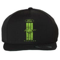 Green Mustang Stripe Wool Snapback Cap