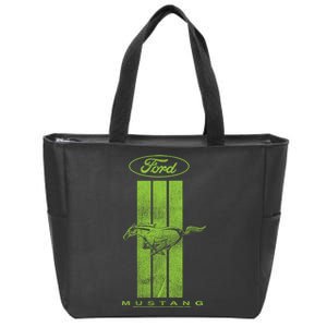 Green Mustang Stripe Zip Tote Bag