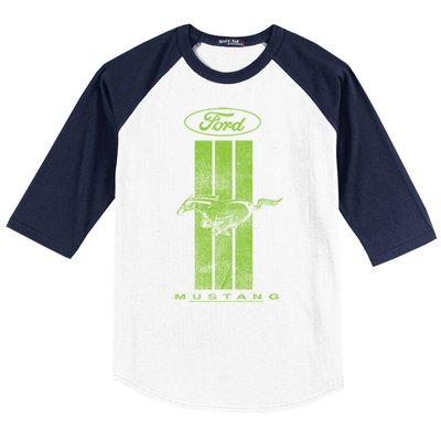 Green Mustang Stripe Baseball Sleeve Shirt