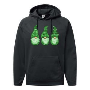 Green Ugly Sweater Irish Gnomes St Patricks Day Performance Fleece Hoodie