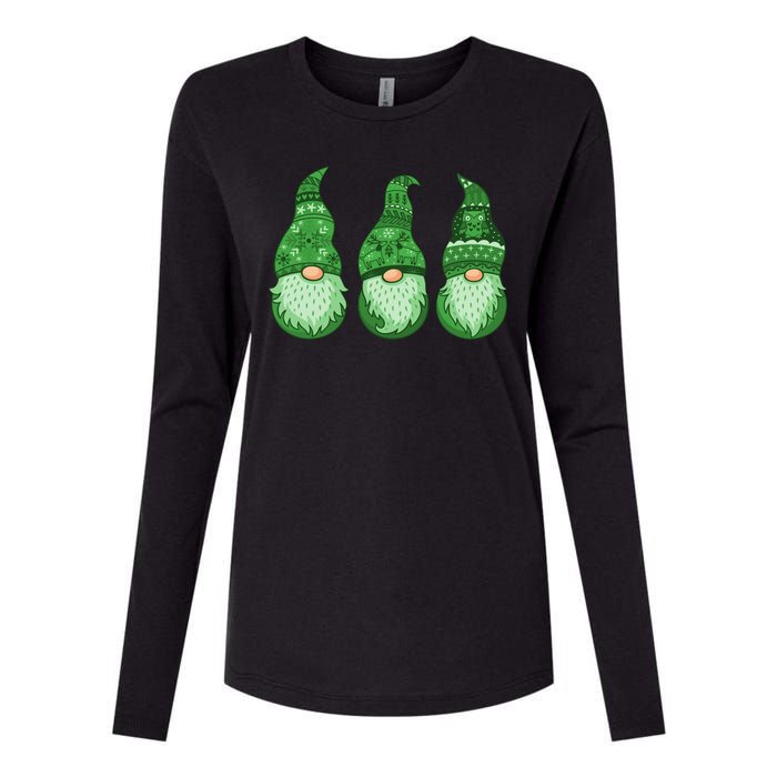 Green Ugly Sweater Irish Gnomes St Patricks Day Womens Cotton Relaxed Long Sleeve T-Shirt