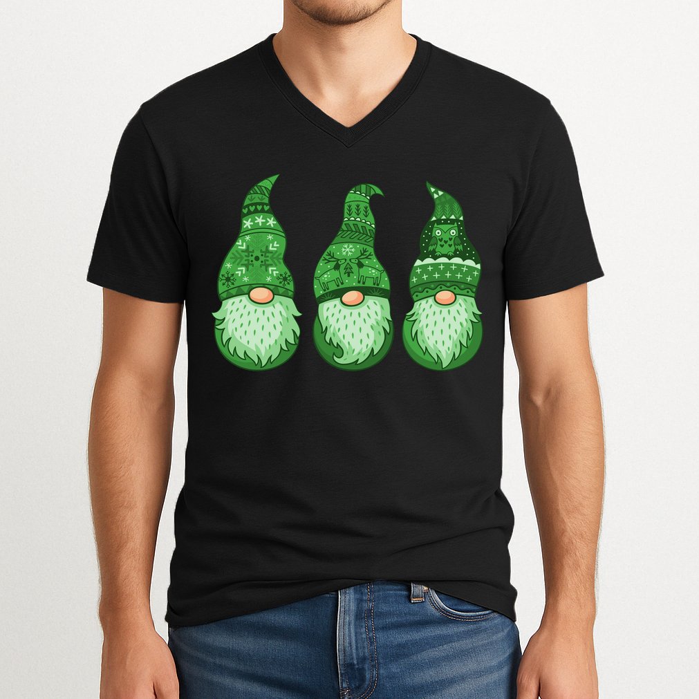 Green Ugly Sweater Irish Gnomes St Patricks Day V-Neck T-Shirt