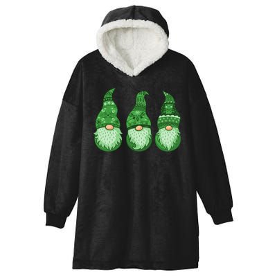 Green Ugly Sweater Irish Gnomes St Patricks Day Hooded Wearable Blanket