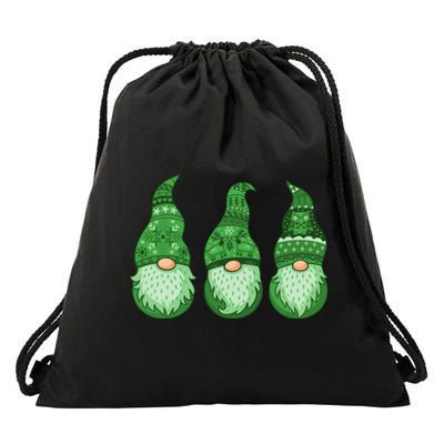 Green Ugly Sweater Irish Gnomes St Patricks Day Drawstring Bag