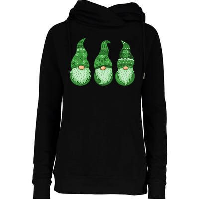 Green Ugly Sweater Irish Gnomes St Patricks Day Womens Funnel Neck Pullover Hood