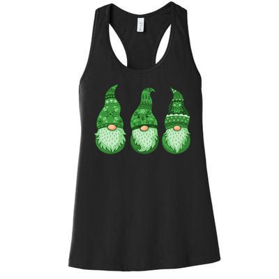 Green Ugly Sweater Irish Gnomes St Patricks Day Women's Racerback Tank