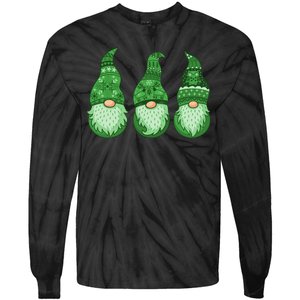 Green Ugly Sweater Irish Gnomes St Patricks Day Tie-Dye Long Sleeve Shirt