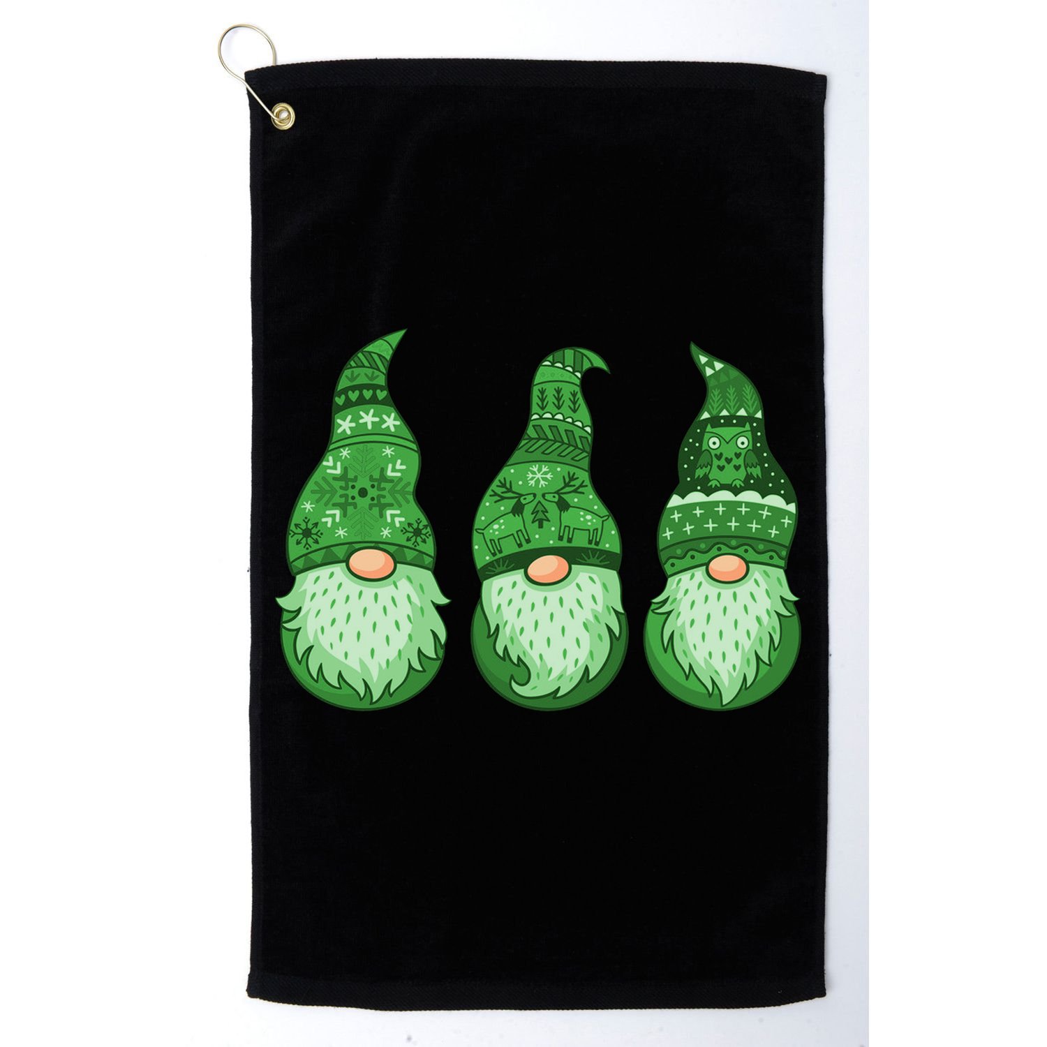 Green Ugly Sweater Irish Gnomes St Patricks Day Golf Towel