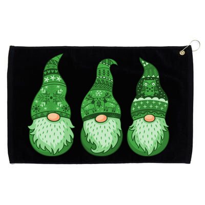 Green Ugly Sweater Irish Gnomes St Patricks Day Grommeted Golf Towel