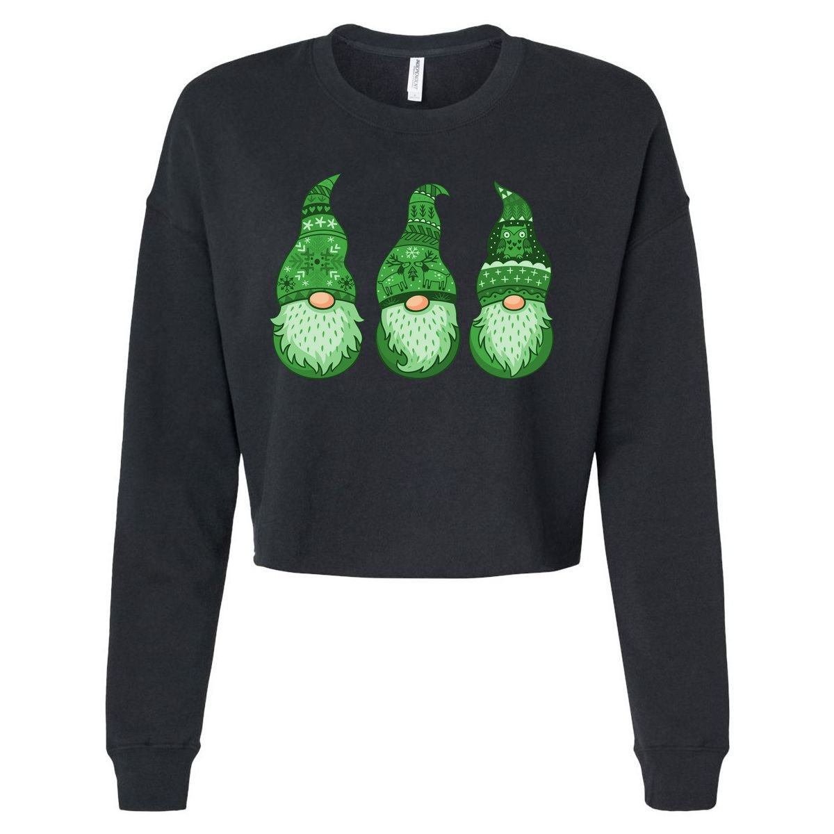 Green Ugly Sweater Irish Gnomes St Patricks Day Cropped Pullover Crew