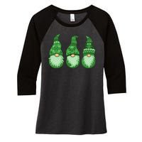 Green Ugly Sweater Irish Gnomes St Patricks Day Women's Tri-Blend 3/4-Sleeve Raglan Shirt