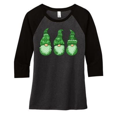 Green Ugly Sweater Irish Gnomes St Patricks Day Women's Tri-Blend 3/4-Sleeve Raglan Shirt