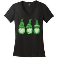 Green Ugly Sweater Irish Gnomes St Patricks Day Women's V-Neck T-Shirt