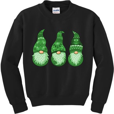 Green Ugly Sweater Irish Gnomes St Patricks Day Kids Sweatshirt