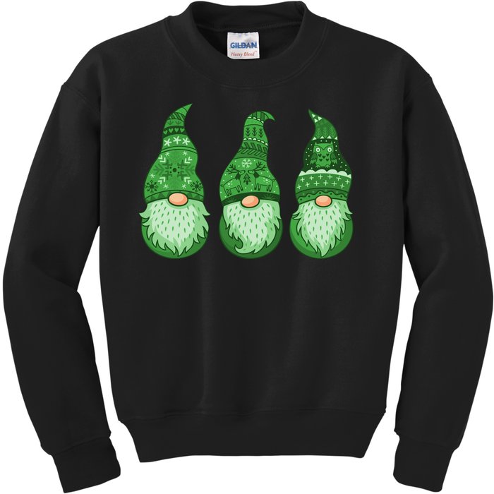 Green Ugly Sweater Irish Gnomes St Patricks Day Kids Sweatshirt