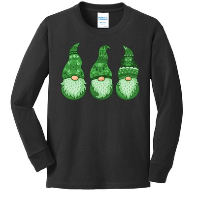 Green Ugly Sweater Irish Gnomes St Patricks Day Kids Long Sleeve Shirt