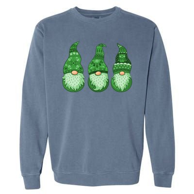 Green Ugly Sweater Irish Gnomes St Patricks Day Garment-Dyed Sweatshirt