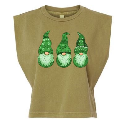 Green Ugly Sweater Irish Gnomes St Patricks Day Garment-Dyed Women's Muscle Tee