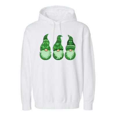 Green Ugly Sweater Irish Gnomes St Patricks Day Garment-Dyed Fleece Hoodie