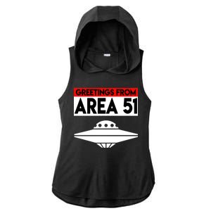 Greetings From Area 51 Ladies PosiCharge Tri-Blend Wicking Draft Hoodie Tank