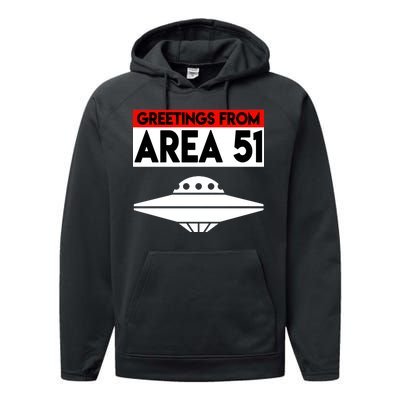 Greetings From Area 51 Performance Fleece Hoodie