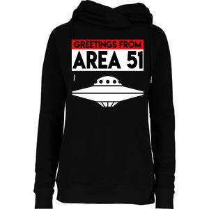 Greetings From Area 51 Womens Funnel Neck Pullover Hood