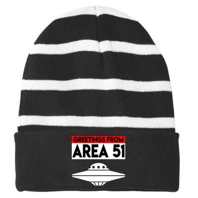 Greetings From Area 51 Striped Beanie with Solid Band