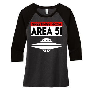 Greetings From Area 51 Women's Tri-Blend 3/4-Sleeve Raglan Shirt